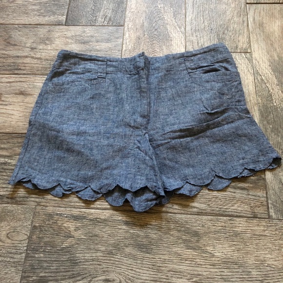 LOFT Pants - Loft scalloped hem linen blend shorts